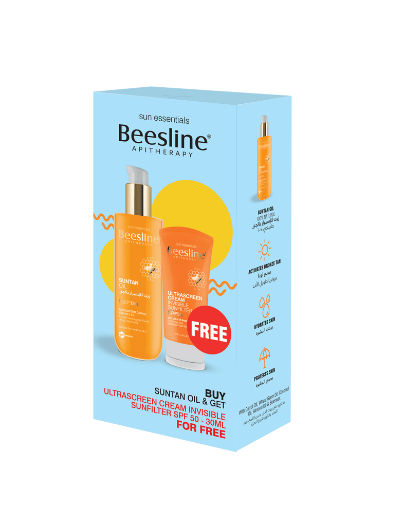 زيت للإسمرار -  بالجزر + 30مل واقي شمس شفاف مع عامل حماية   50 مجاناً | Beesline