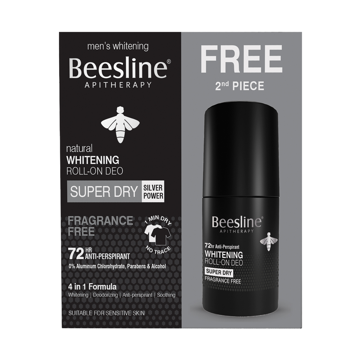 رول أون مزيل الرائحة لتفتيح البشرة - خالٍ من العطر-50 مل (1+1 مجانا) | Beesline