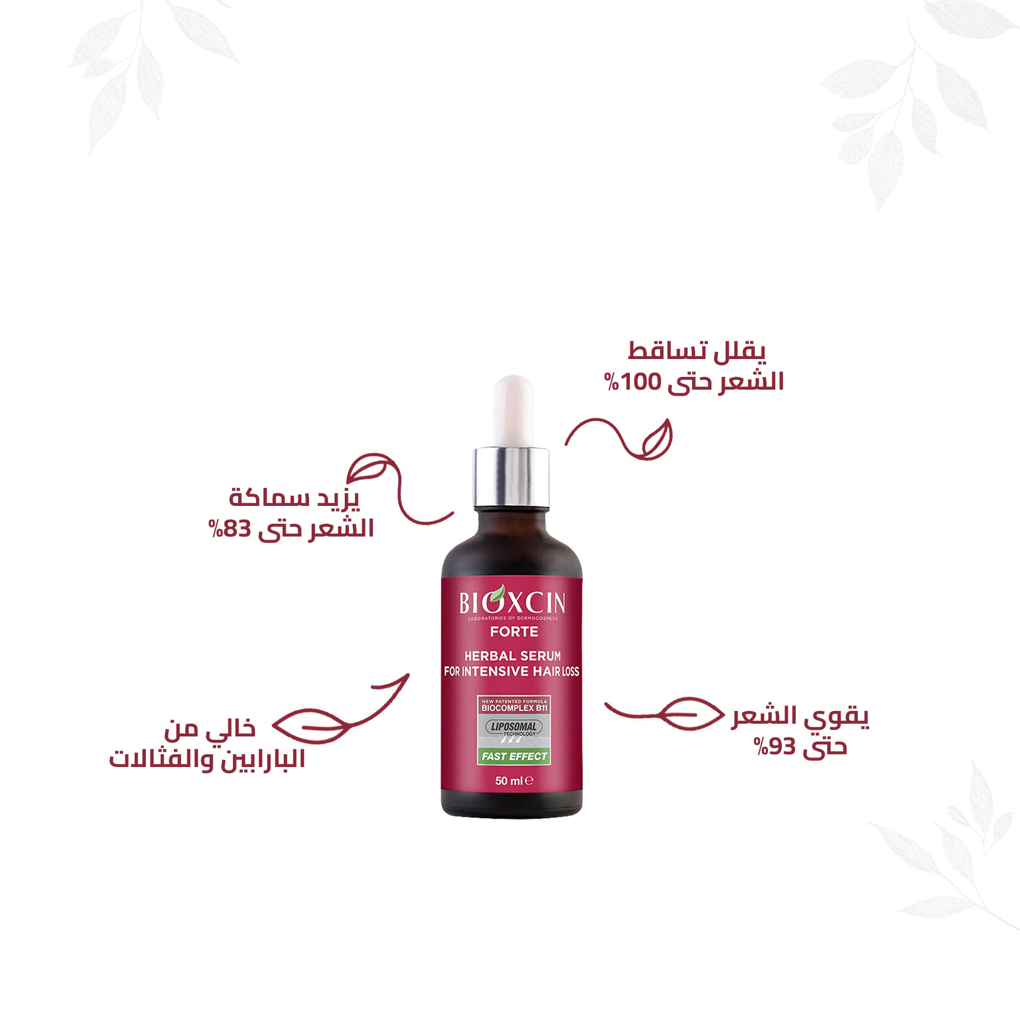 Bioxcin| بيوكسين فورت سيروم - سيروم بخلاصات عشبية للتساقط الشديد للشعر 3*50 مل